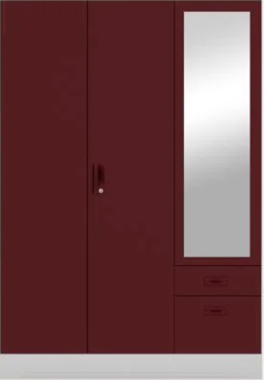 Slimline Blend 3-Door Steel Almirah with Mirror (Russet)