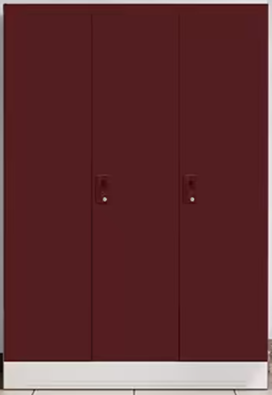 Slimline 3 Door Almirah -Locker & Drawer Russet